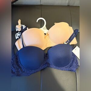 Nude and Navy Lace Bras😍